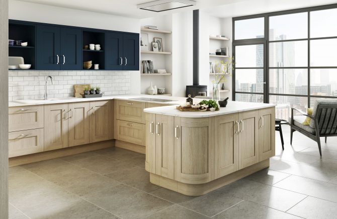 Shaker Sand Oak & Shaker Painted Oxford Blue Shaker Sand Oak & Shaker Painted Oxford Blue