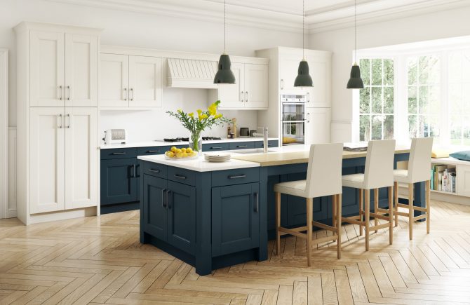 Stately Shaker Painted Ivory & Oxford Blue Stately Shaker Painted Ivory & Oxford Blue